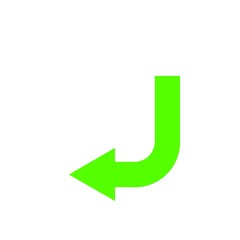 左へ曲がるシンプル矢印（緑）