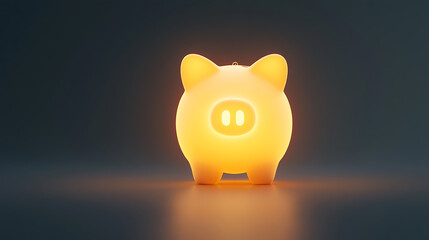 Glowing Piggy Bank: A cheerful, illuminated piggy bank casts a warm glow, symbolizing savings and financial prudence in a playful and inviting manner.