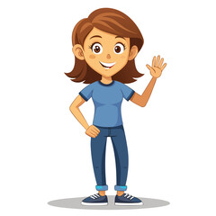 Funny smiling cartoon child character with a cup of coffee