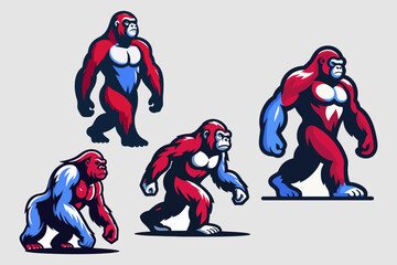 This is a vector image of a gorilla walking, suitable for company logo designs, security, shows, animal lovers, animals, zoos, mascots, stickers, banners, t-shirts, communities, animal care, food,