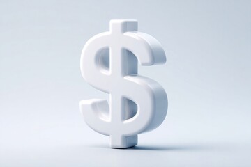 Three-dimensional dollar sign in clean, minimalistic design show
