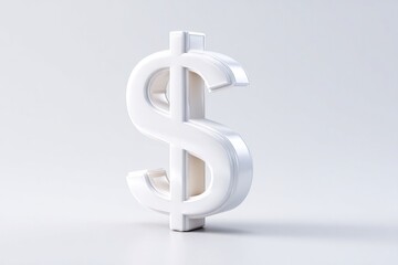 Three-dimensional dollar sign stands out against clean, minimali