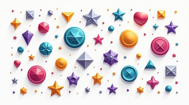 Geometric shapes and stars hearts diamonds - Powered by Adobe