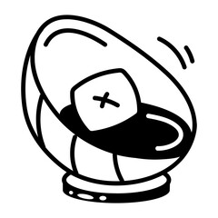 A drawing style icon representing oval chair
