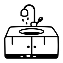 A sketchy style icon showing sink
