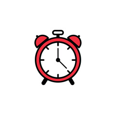 Vector art of red retro alarm clock isolated on white background