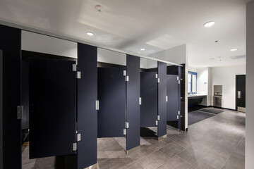 Modern and clean commercial bathroom interior 