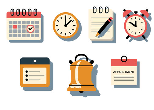Flat Design Icons for Scheduling and Organization