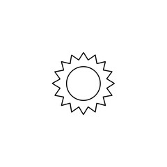 Vector art of simple outline icon of a sun isolated on white background