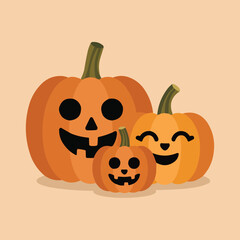 Cute Pumpkin Face Clipart Set for Halloween with Funny and Scary Expressions


