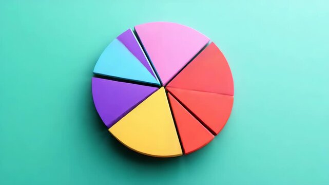 Animated sequence of colorful pie charts showcasing data visualization and business growth concepts