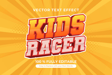 Vector Text Effect Design, Kids Racer in a bright, fun, and bold typographic style