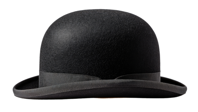 Dark gray bowler hat, flat top