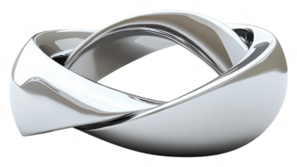 transparent metallic sculpture with intertwining shapes and smooth surface