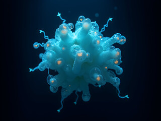 Obraz premium A Captivating Close-Up of Bioluminescent Sea Organism Exhibiting Iridescent Colors in a Mesmerizing Cluster Display
