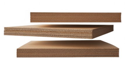 Brown cardboard sheets layered together in an transparent arrangement with a smooth background