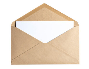 Greeting card with envelope isolated on white and transparent background.