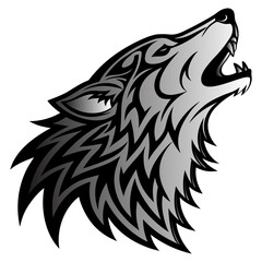 A Wolves head outline design in white background