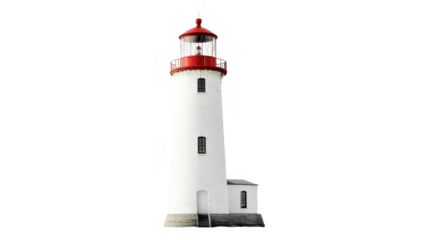 Lighthouse stands tall against an transparent white background in minimalistic style