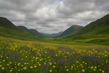 Fototapeta premium Highland Valley Bloom with Wildflowers
