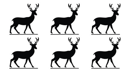Fototapeta premium Stylized black deer silhouettes animal wildlife