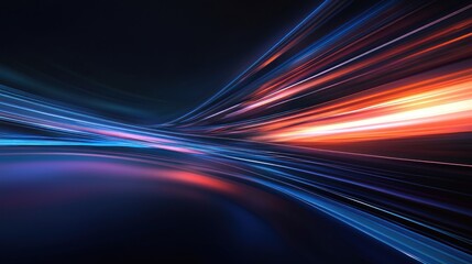 A vibrant, abstract digital artwork featuring a dynamic array of colorful lines and shapes against a dark, almost black background.