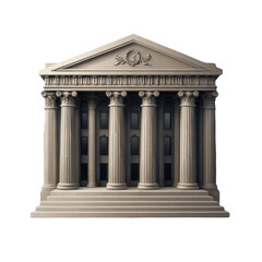 Obraz premium Frontal view of a classical building with columns against black background
