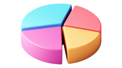 Obraz premium Colorful 3D pie chart, business infographic element, data visualization, statistics icon isolated on Transparent Background