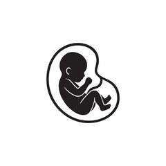 Pregnant mother and fetus icon logo vector design illustration