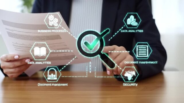 Document Verification with Digital Overlay Business Process Security and Data Analytics Concept
