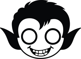 Obraz premium Playful vampire face cartoon design for Halloween or spooky themed events