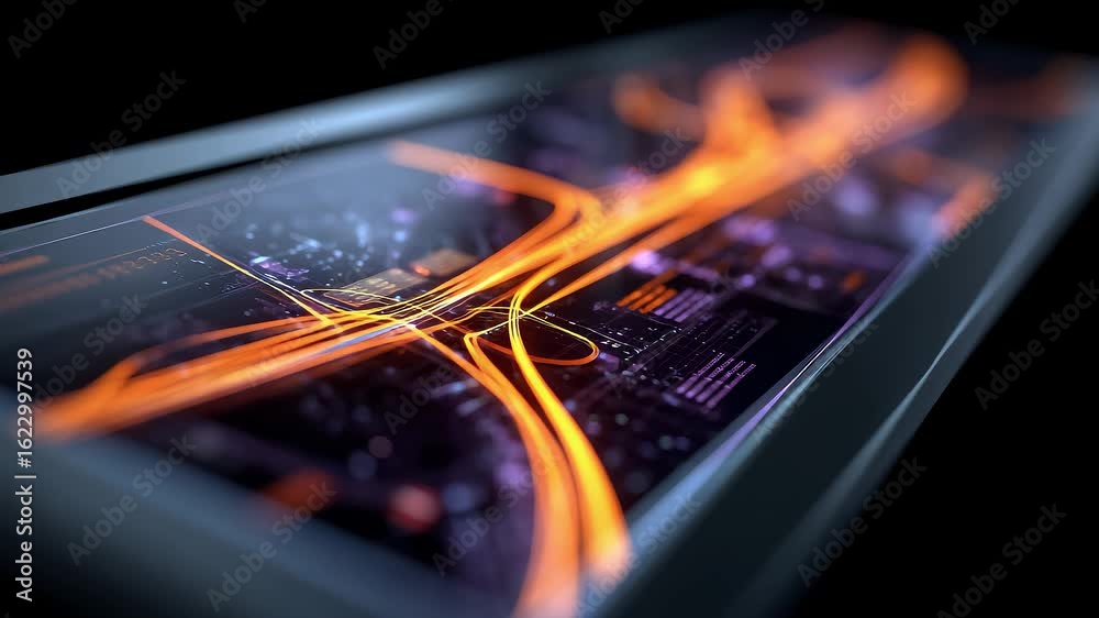 Wall mural tech screen data stream light gathering analysis
