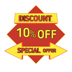 10% Off Discount Special Offer Banner Transparent Background