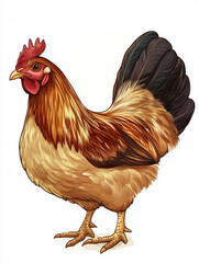 Hen poultry farming colorful illustration