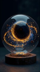 Galactic Globe with Swirling Stars and Planets