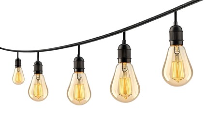 Vintage edison bulb string lights on black cord