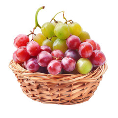 Colorful grapes in a woven basket