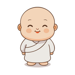 Cute Cartoon Buddhist Monk SVG - Minimalist Vector Illustration
