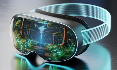 VR, glasses and engineering man on tablet for futuristic research, electronics management or software design. African person or technician in digital, virtual reality and tech in robotics laboratory
