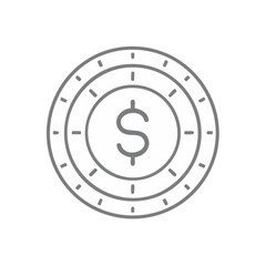 Dollar coin illustration for financial icon, digital currency, simple money design element.