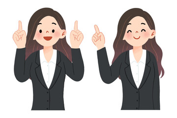 Simple vector illustration material of office business woman presenting idea.eps