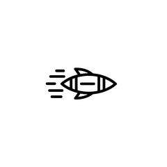 Rocket Icon with Motion Lines Representing Fast Launch and Dynamic Space Travel Vector Illustration