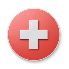 Fototapeta premium Red circle with white cross symbol of health and medical care