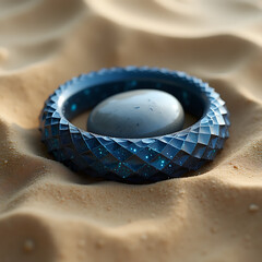Dark Blue Glittering Stone Ring Encircling
