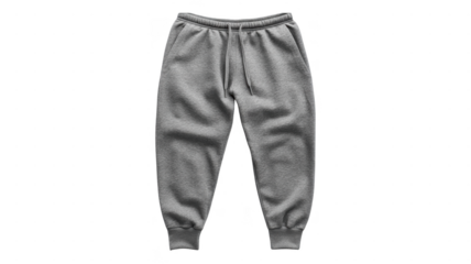 Comfortable gray sweatpants in an transparent setting with a soft texture background