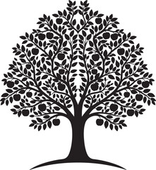 A simple black and white vector silhouette of a tree with roots, perfect for a nature-themed design illustration or a seasonal floral icon set