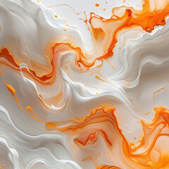 Abstract Fluid Art with Soft White and Orange Textures Creating a Dreamy Atmosphere background. 