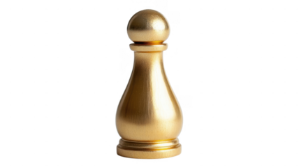 Golden pawn piece on a minimalistic transparent background showcasing a smooth finish