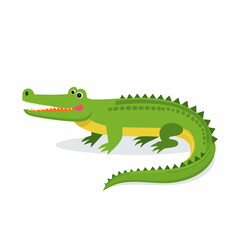 Obraz premium Stylized Green Alligator Illustration with Simplified Features on White Background