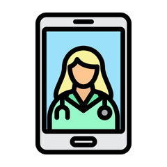 Telehealth Visit Vector Filled Icon Design